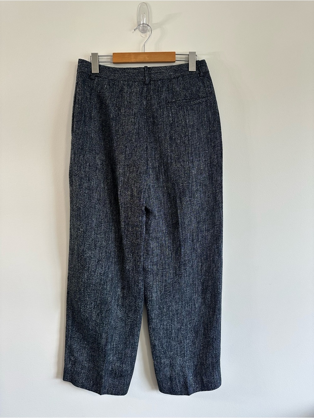 Theory High Waist Straight Leg Pant Herringbone Melange Size 4 Grey - Picture 5 of 14
